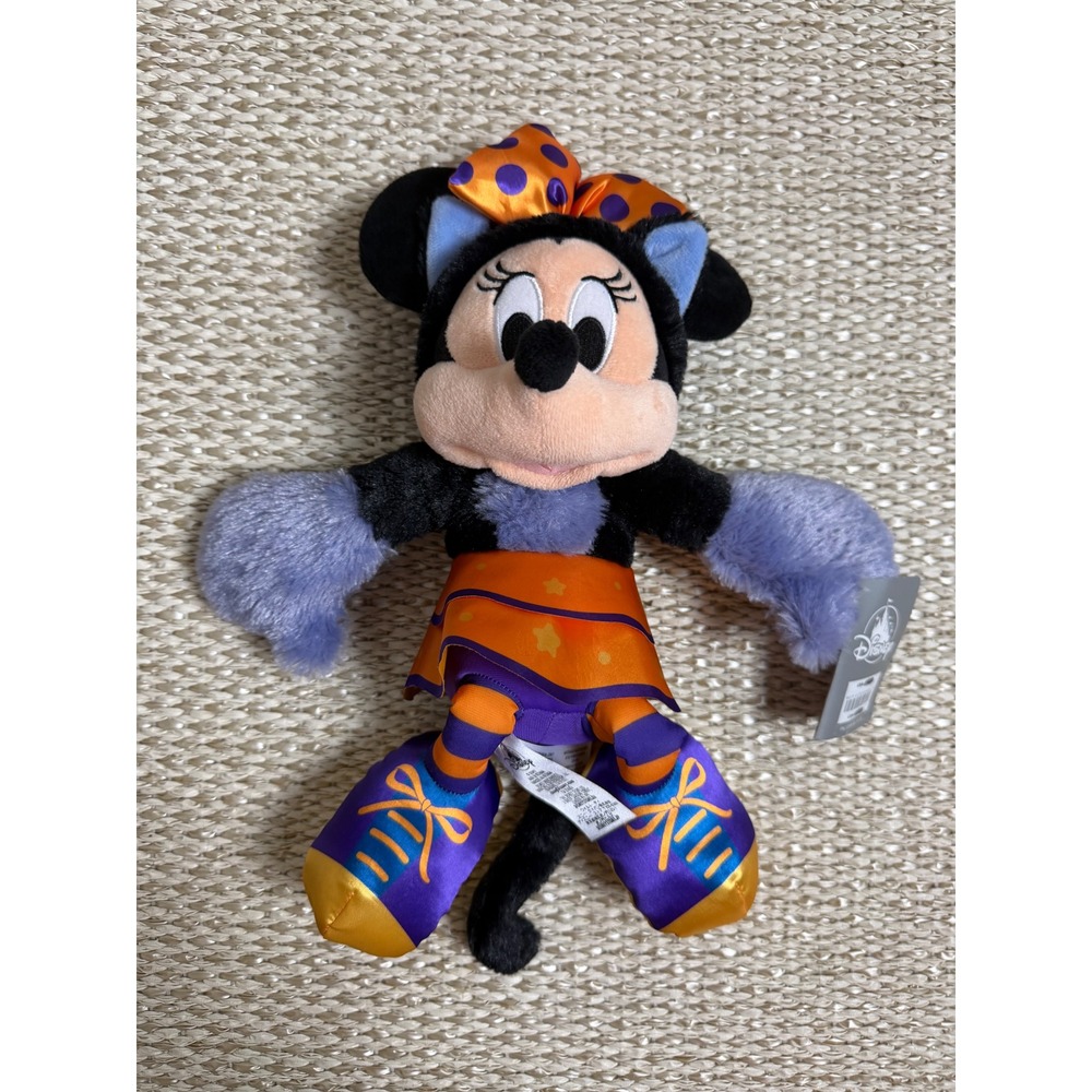 NWT Disney Parks Minnie Mouse Halloween Cat Costume Plush Toy Orange Purple - Picture 1 of 2